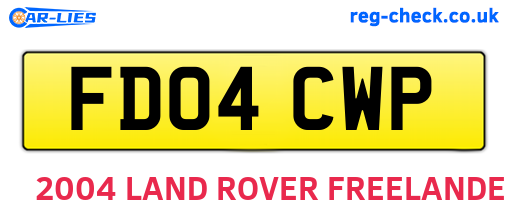 FD04CWP are the vehicle registration plates.