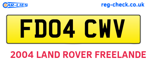 FD04CWV are the vehicle registration plates.