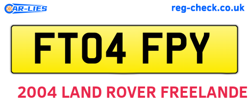 FT04FPY are the vehicle registration plates.