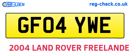 GF04YWE are the vehicle registration plates.