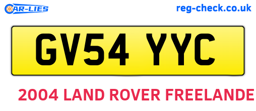 GV54YYC are the vehicle registration plates.