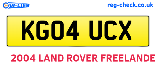 KG04UCX are the vehicle registration plates.