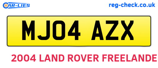 MJ04AZX are the vehicle registration plates.