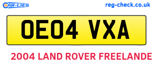 OE04VXA are the vehicle registration plates.