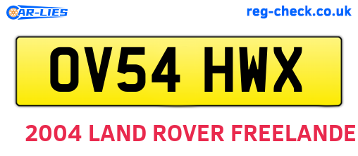 OV54HWX are the vehicle registration plates.