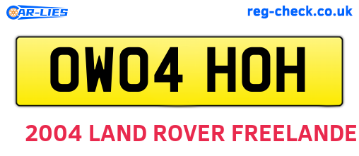 OW04HOH are the vehicle registration plates.