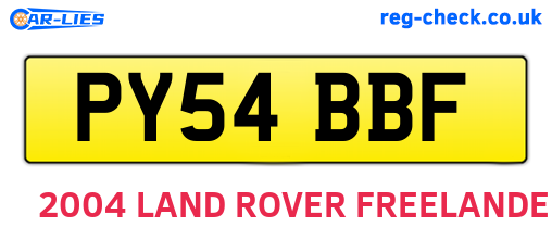 PY54BBF are the vehicle registration plates.