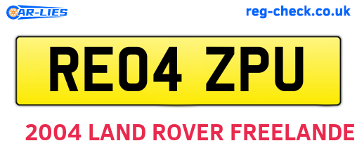 RE04ZPU are the vehicle registration plates.