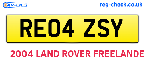 RE04ZSY are the vehicle registration plates.