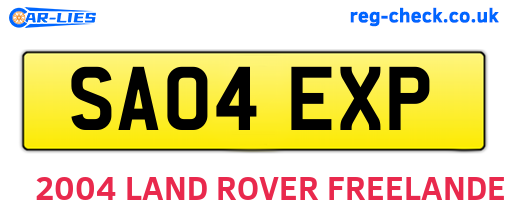 SA04EXP are the vehicle registration plates.