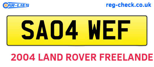 SA04WEF are the vehicle registration plates.