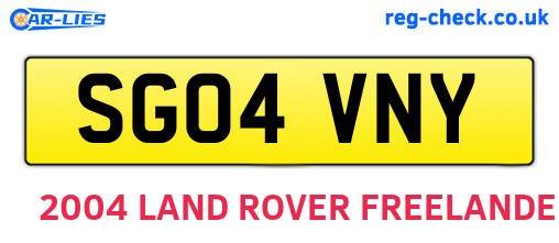 SG04VNY are the vehicle registration plates.