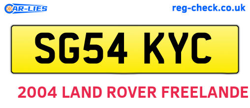 SG54KYC are the vehicle registration plates.