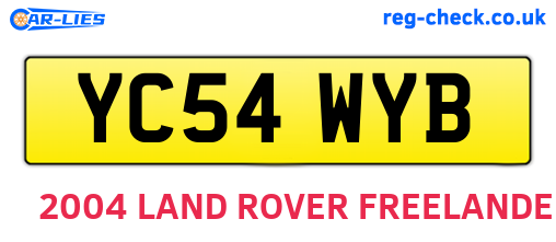 YC54WYB are the vehicle registration plates.