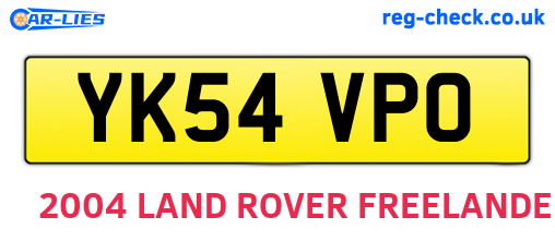 YK54VPO are the vehicle registration plates.