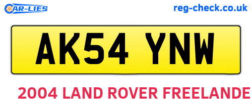 AK54YNW are the vehicle registration plates.