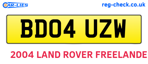 BD04UZW are the vehicle registration plates.