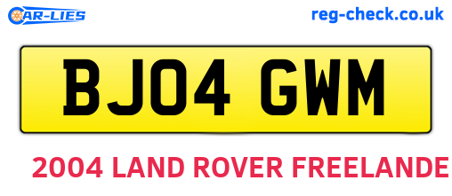 BJ04GWM are the vehicle registration plates.