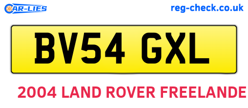 BV54GXL are the vehicle registration plates.