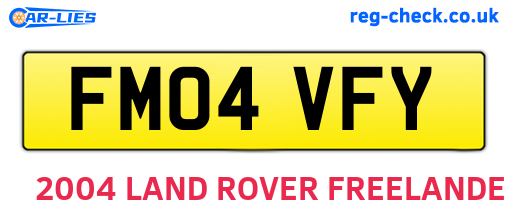 FM04VFY are the vehicle registration plates.