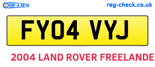 FY04VYJ are the vehicle registration plates.