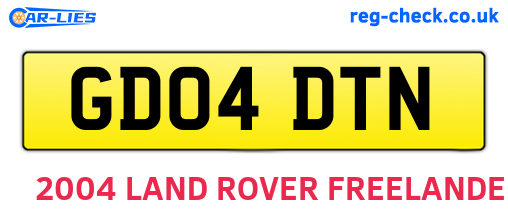 GD04DTN are the vehicle registration plates.