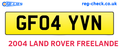 GF04YVN are the vehicle registration plates.