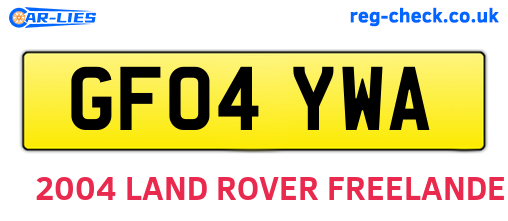 GF04YWA are the vehicle registration plates.