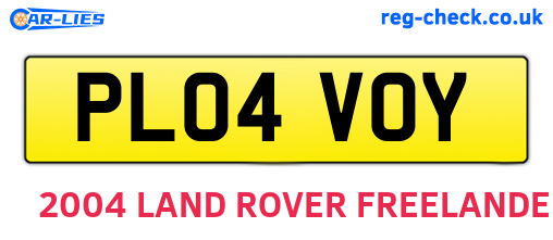 PL04VOY are the vehicle registration plates.