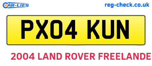 PX04KUN are the vehicle registration plates.