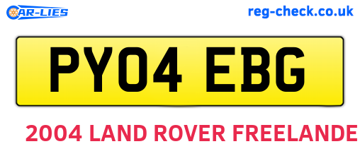 PY04EBG are the vehicle registration plates.