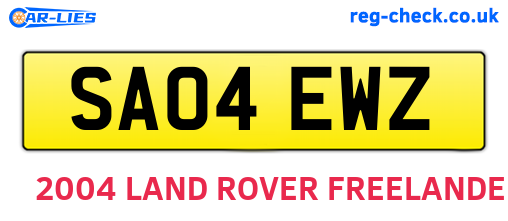 SA04EWZ are the vehicle registration plates.