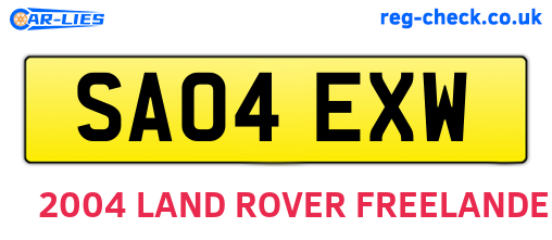 SA04EXW are the vehicle registration plates.