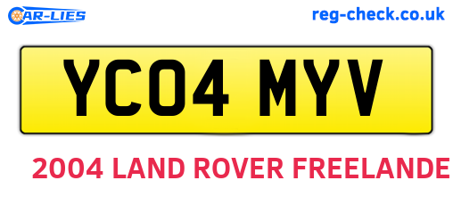 YC04MYV are the vehicle registration plates.