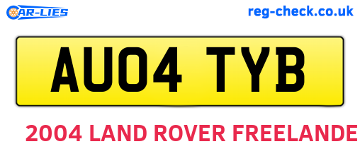 AU04TYB are the vehicle registration plates.