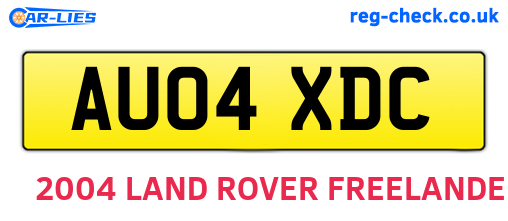 AU04XDC are the vehicle registration plates.