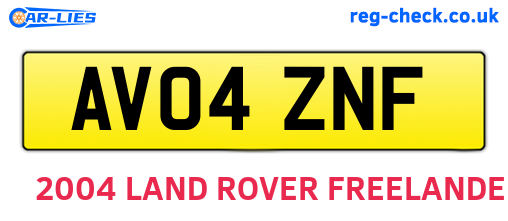 AV04ZNF are the vehicle registration plates.