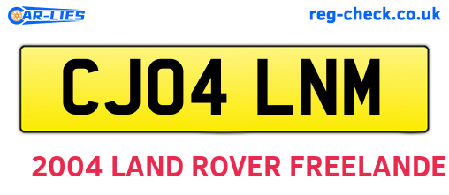 CJ04LNM are the vehicle registration plates.