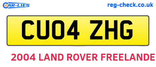 CU04ZHG are the vehicle registration plates.