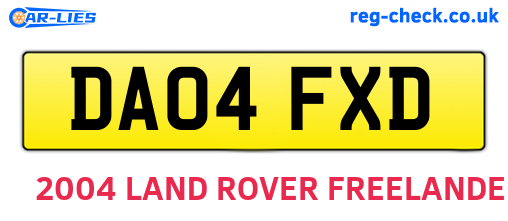 DA04FXD are the vehicle registration plates.