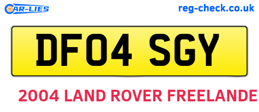 DF04SGY are the vehicle registration plates.