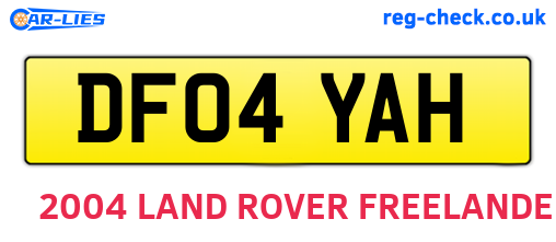 DF04YAH are the vehicle registration plates.