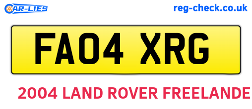 FA04XRG are the vehicle registration plates.