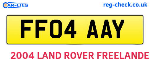 FF04AAY are the vehicle registration plates.