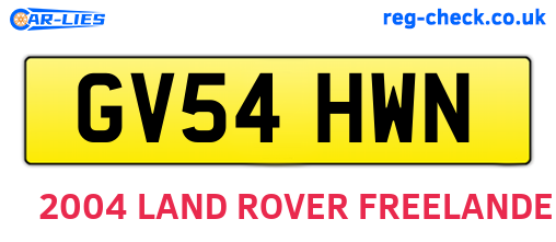 GV54HWN are the vehicle registration plates.