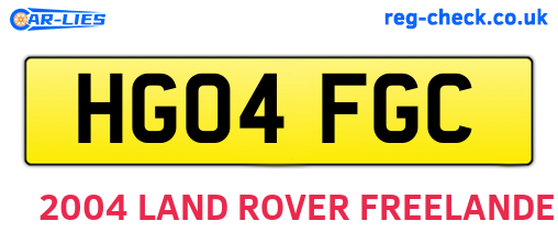 HG04FGC are the vehicle registration plates.