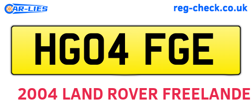 HG04FGE are the vehicle registration plates.