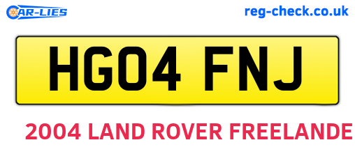 HG04FNJ are the vehicle registration plates.