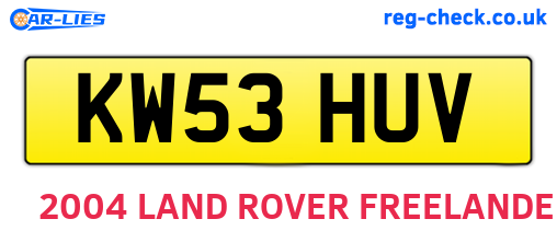 KW53HUV are the vehicle registration plates.