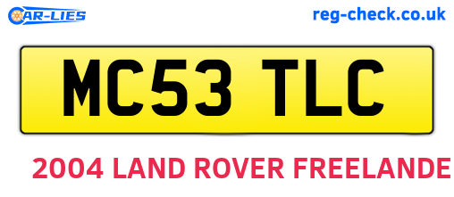 MC53TLC are the vehicle registration plates.